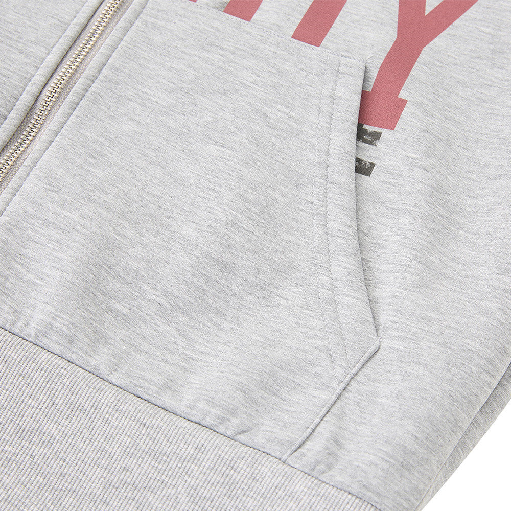 Letter printed hooded cardigan sweatshirt