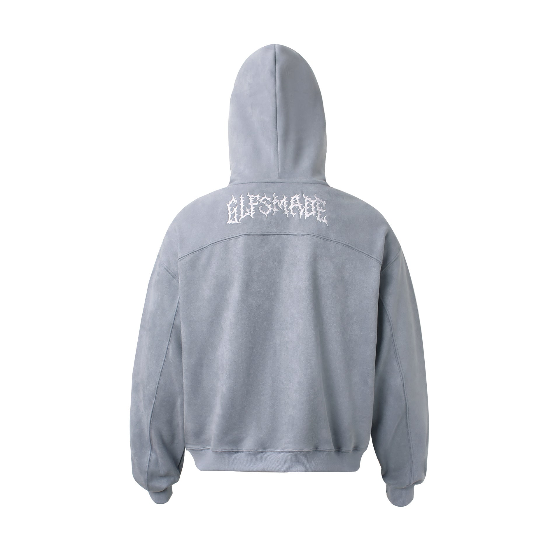 Style Retro Faux Suede Embroidered Hooded Oversized Sweatshirt for Men