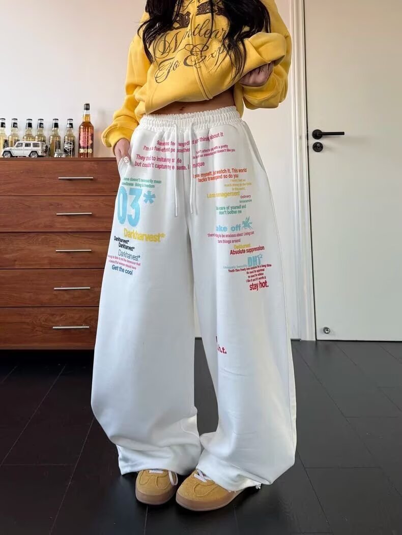 Style Colorful Letter Print Sweatpants for Men and Women