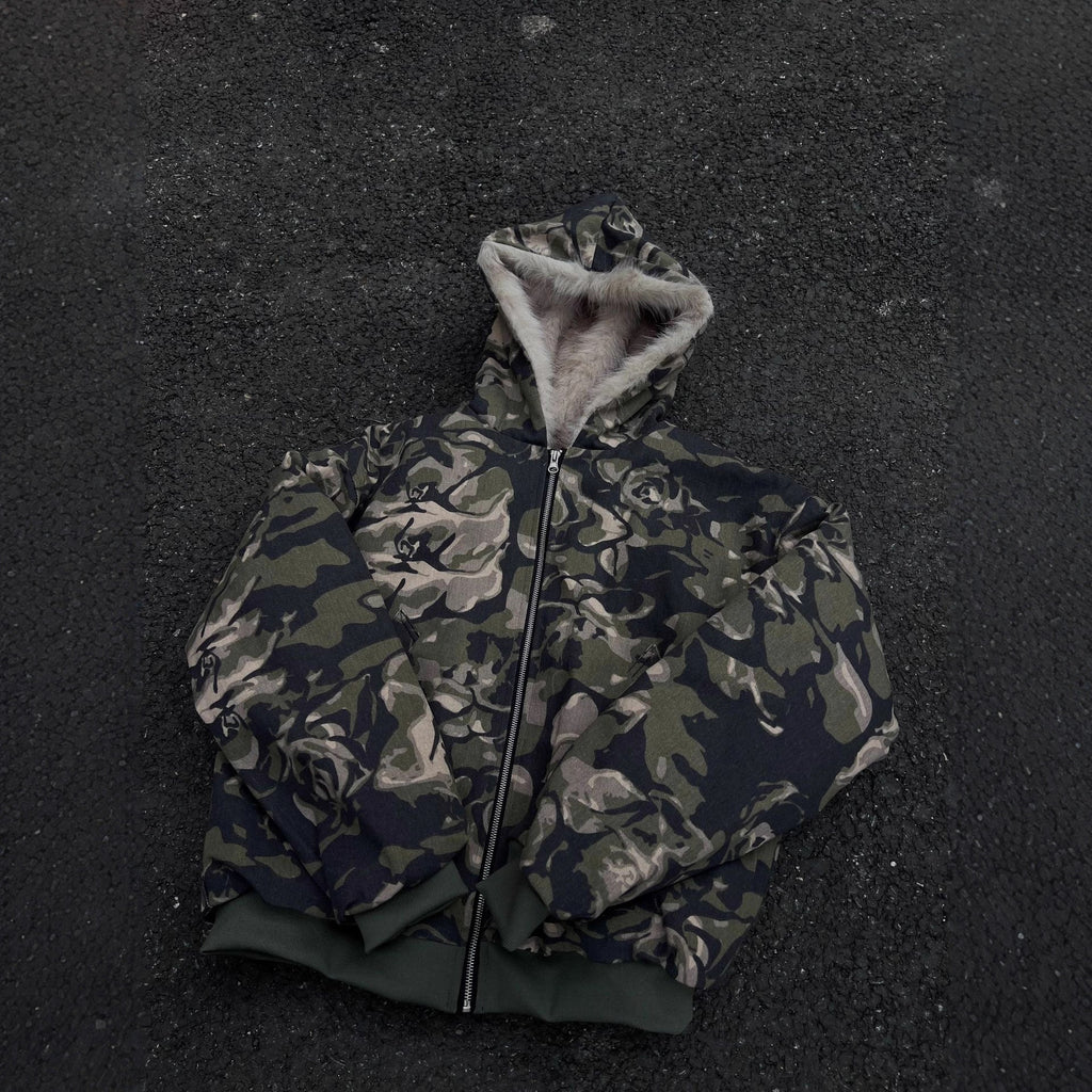 Workwear camouflage fur collar cotton jacket for men