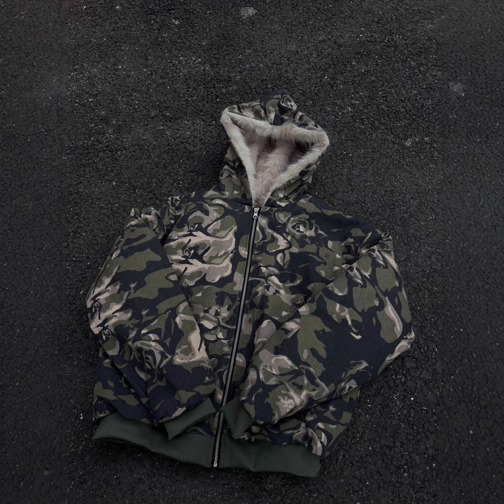 Workwear camouflage fur collar cotton jacket for men