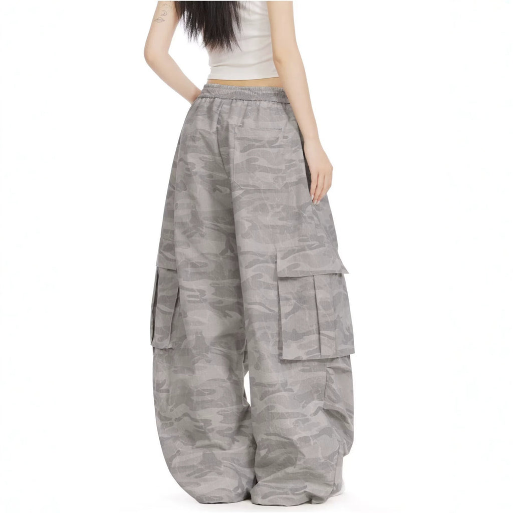 Camouflage Cargo Pants for Men and Women,Casual Wide Leg Pants